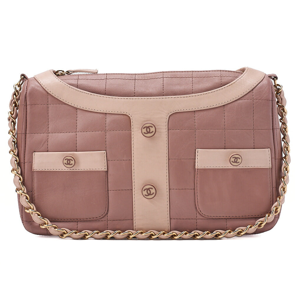 CHANEL Shoulder Bag Girl Chanel Chocolate Bar Lambskin Pink Gold -Tone Hardware, Pre-Owned