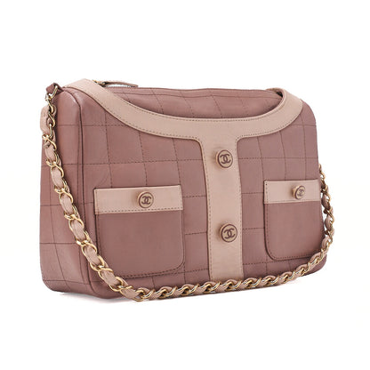 CHANEL Shoulder Bag Girl Chanel Chocolate Bar Lambskin Pink Gold -Tone Hardware, Pre-Owned