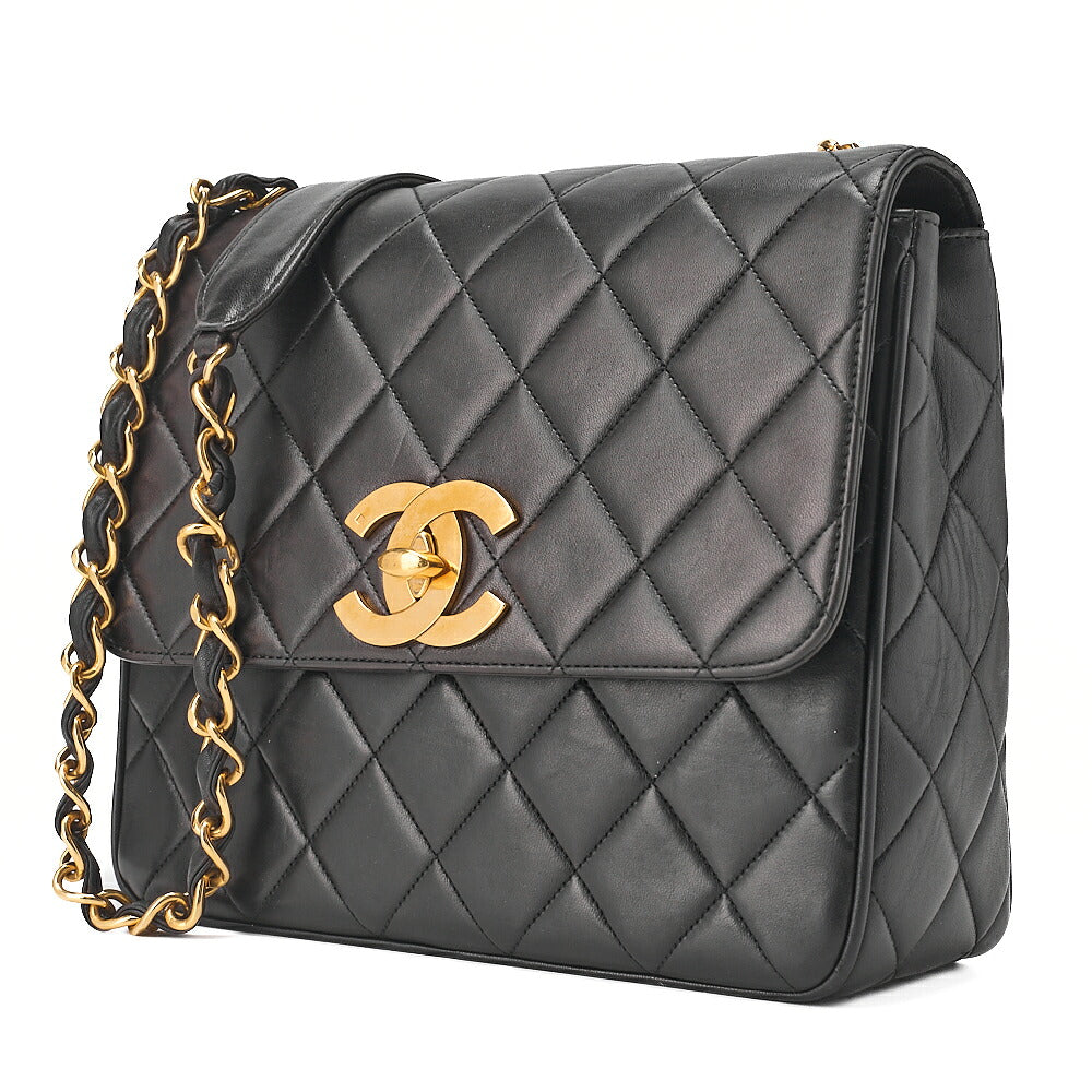 CHANEL Chain Shoulder Bag Square Lambskin Big Coco Black Gold -Tone Hardware, Pre-Owned