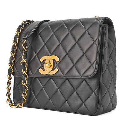 CHANEL Chain Shoulder Bag Square Lambskin Big Coco Black Gold -Tone Hardware, Pre-Owned