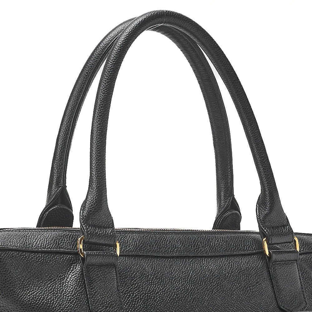 CHANEL Outside Flap Ball Charm Business Tote Bag Caviar Skin Black Gold-Tone Hardware, Pre-Owned