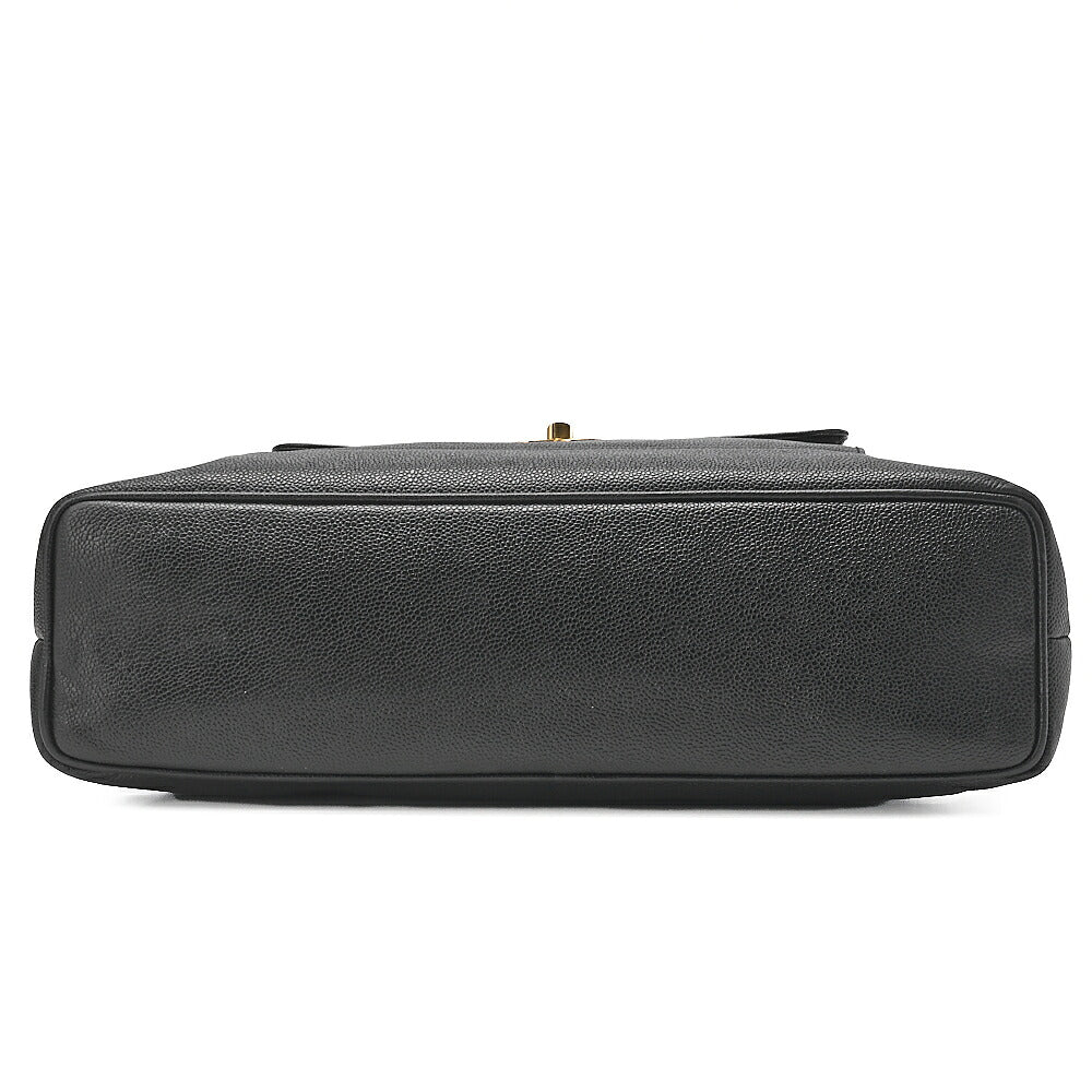 CHANEL Outside Flap Ball Charm Business Tote Bag Caviar Skin Black Gold-Tone Hardware, Pre-Owned