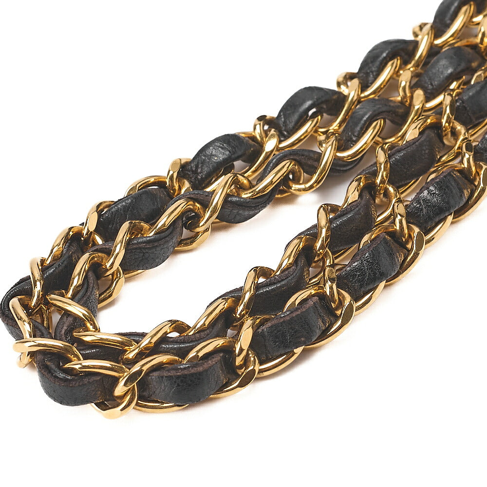 CHANEL Matelasse Push Lock 22cm Chain Shoulder Lambskin Black Gold-Tone Hardware, Pre-Owned