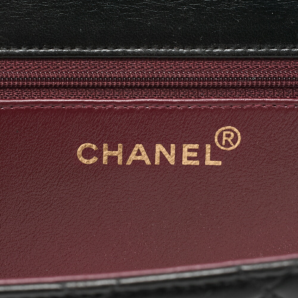 CHANEL Matelasse Push Lock 22cm Chain Shoulder Lambskin Black Gold-Tone Hardware, Pre-Owned