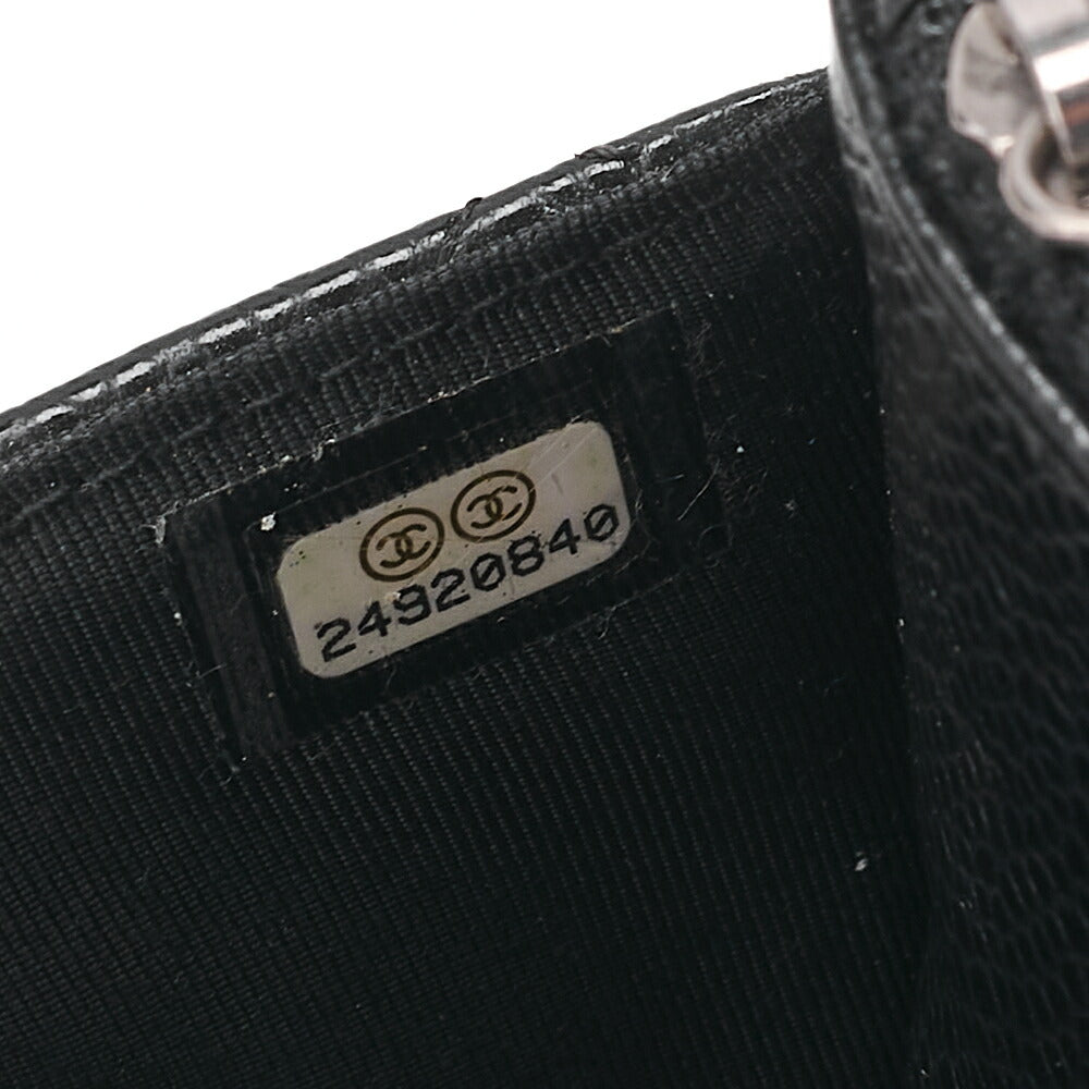 CHANEL マトラッセ チェーンウォレット キャビアスキン 黒 シルバー金具、中古品