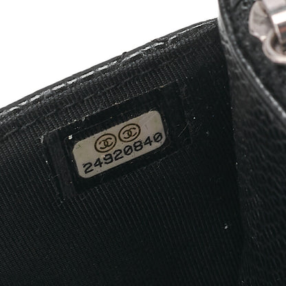 CHANEL マトラッセ チェーンウォレット キャビアスキン 黒 シルバー金具、中古品