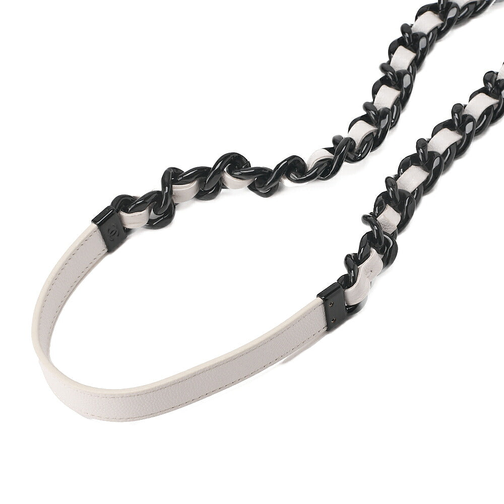 CHANEL Matrasse Cocomark Single Chain Shoulder Bag Caviar Skin White Black-Tone Hardware, Pre-Owned