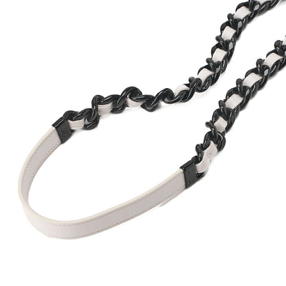 CHANEL Matrasse Cocomark Single Chain Shoulder Bag Caviar Skin White Black-Tone Hardware, Pre-Owned