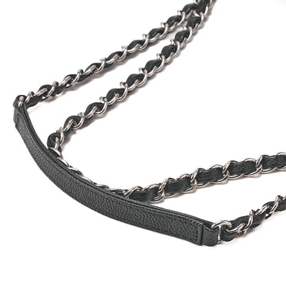 CHANEL Caviar Skin Matelasse Single Flap Chain Shoulder Black Silver-Tone Hardware, Pre-Owned