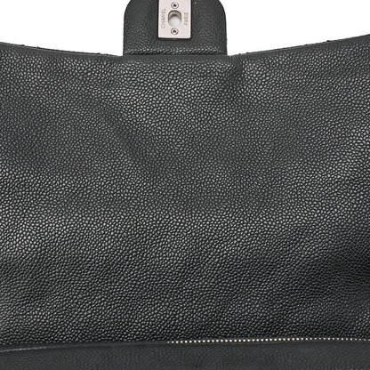 CHANEL Caviar Skin Matelasse Single Flap Chain Shoulder Black Silver-Tone Hardware, Pre-Owned