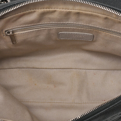 CHANEL Caviar Skin Matelasse Single Flap Chain Shoulder Black Silver-Tone Hardware, Pre-Owned