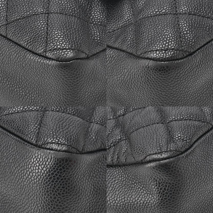 CHANEL Caviar Skin Matelasse Single Flap Chain Shoulder Black Silver-Tone Hardware, Pre-Owned