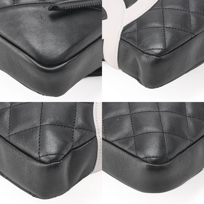 CHANEL Cambon Line Matelasse Calfskin Black x White Shoulder Back Silver-Tone Hardware, Pre-Owned