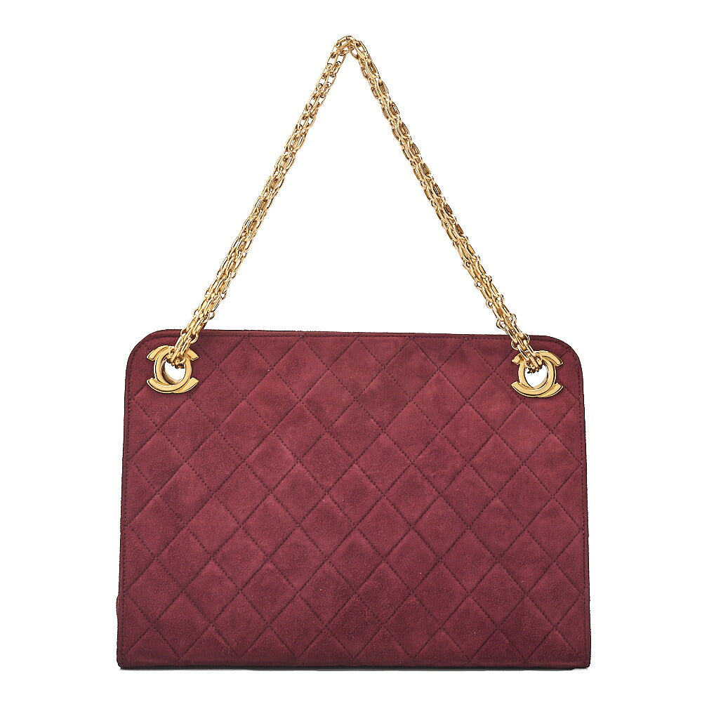 CHANEL Shoulder Bag Matelasse Suede 2.55 Chain Shoulder Bag Red Gold -Tone Hardware, Pre-Owned