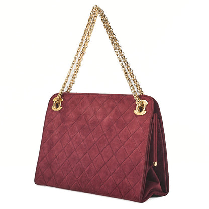 CHANEL Shoulder Bag Matelasse Suede 2.55 Chain Shoulder Bag Red Gold -Tone Hardware, Pre-Owned