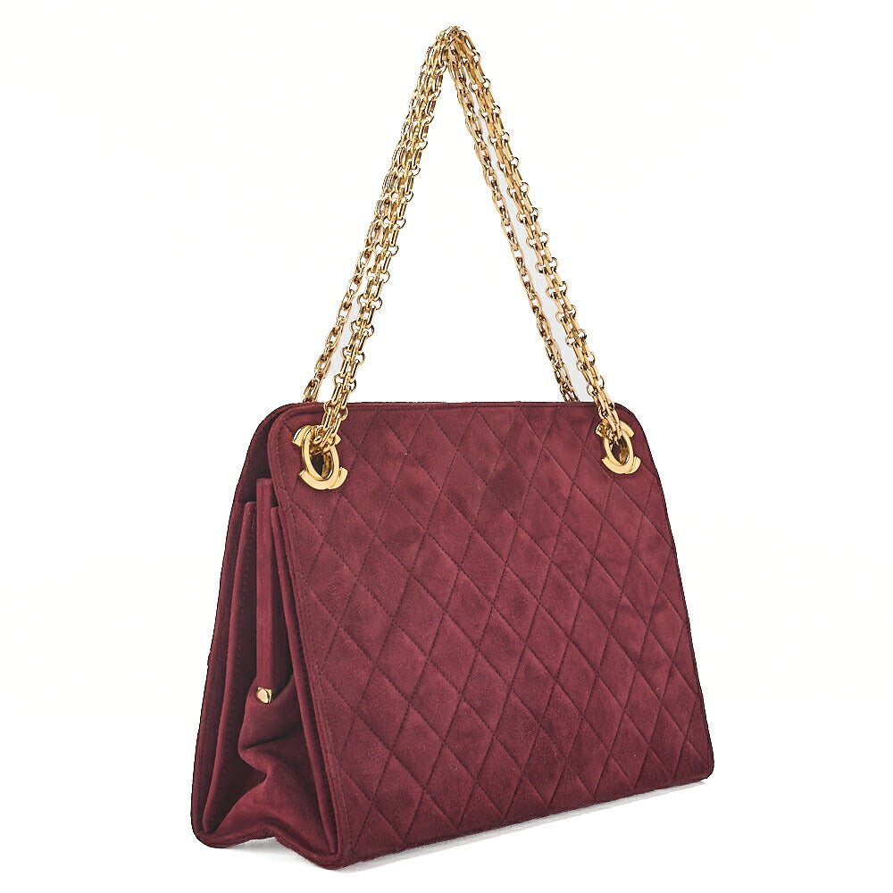 CHANEL Shoulder Bag Matelasse Suede 2.55 Chain Shoulder Bag Red Gold -Tone Hardware, Pre-Owned