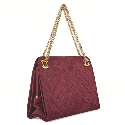CHANEL Shoulder Bag Matelasse Suede 2.55 Chain Shoulder Bag Red Gold -Tone Hardware, Pre-Owned