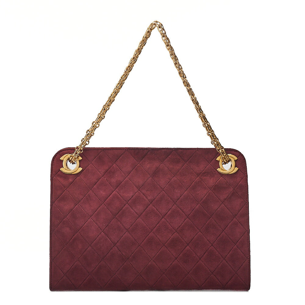 CHANEL Shoulder Bag Matelasse Suede 2.55 Chain Shoulder Bag Red Gold -Tone Hardware, Pre-Owned