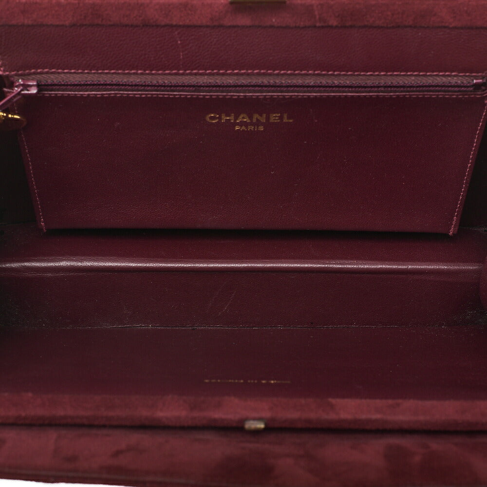 CHANEL Shoulder Bag Matelasse Suede 2.55 Chain Shoulder Bag Red Gold -Tone Hardware, Pre-Owned