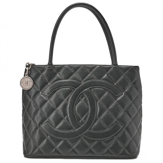 CHANEL Matelasse Reprint Tote Caviar Skin Black (Silver-Tone Hardware, Pre-Owned