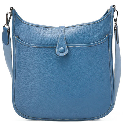 HERMES Evelyn PM2 Shoulder Bag Tryon Clemence Blue Gin Silver-Tone Hardware, Pre-Owned-Tone Hardware, Pre-Owned