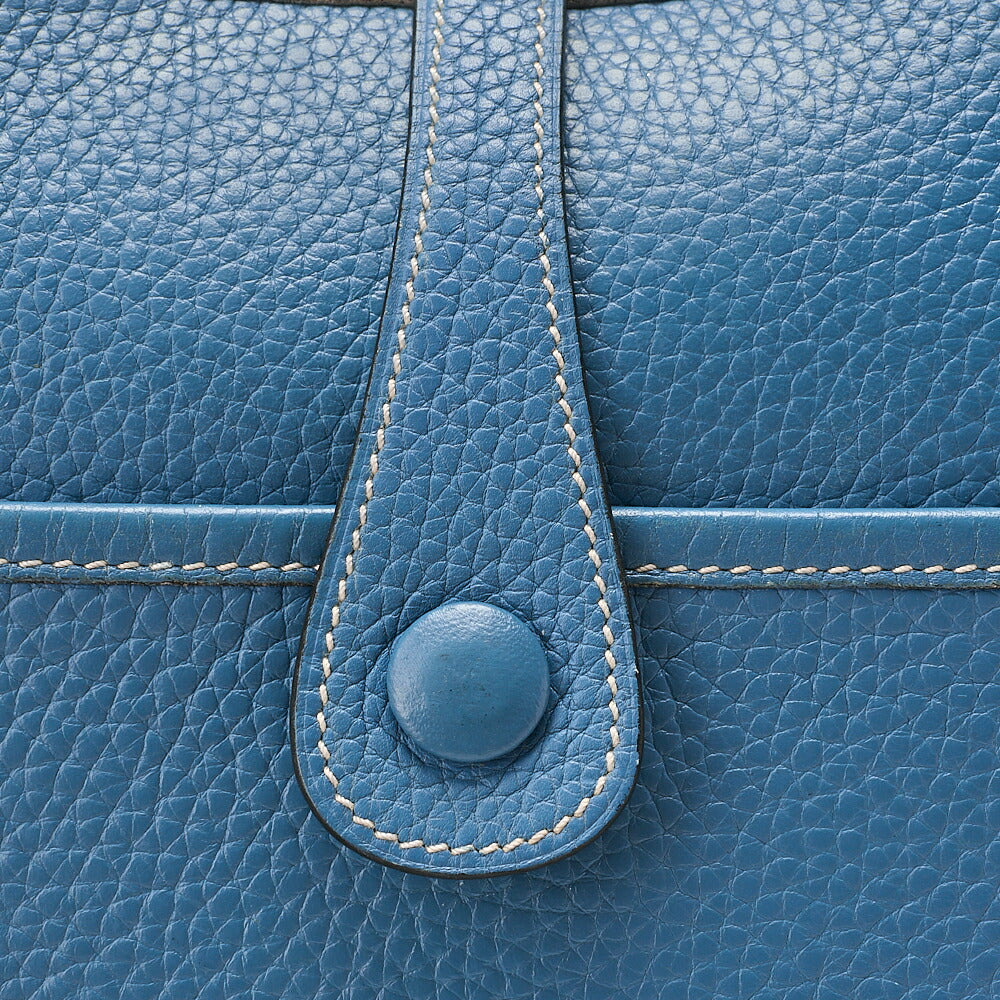 HERMES Evelyn PM2 Shoulder Bag Tryon Clemence Blue Gin Silver-Tone Hardware, Pre-Owned-Tone Hardware, Pre-Owned