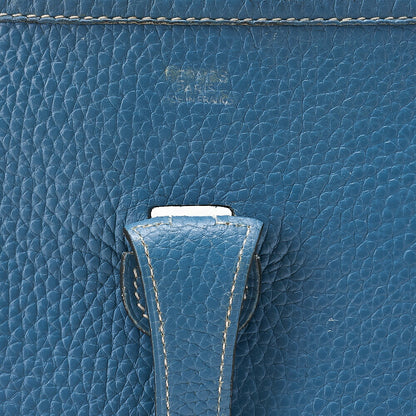 HERMES Evelyn PM2 Shoulder Bag Tryon Clemence Blue Gin Silver-Tone Hardware, Pre-Owned-Tone Hardware, Pre-Owned