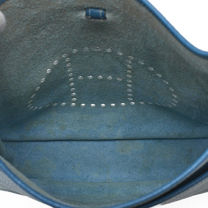 HERMES Evelyn PM2 Shoulder Bag Tryon Clemence Blue Gin Silver-Tone Hardware, Pre-Owned-Tone Hardware, Pre-Owned