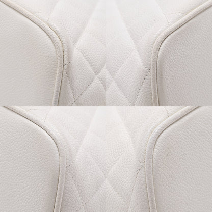CHANEL Matelasse Logo Charm Shoulder Bag Caviar Skin White Gold-Tone Hardware, Pre-Owned