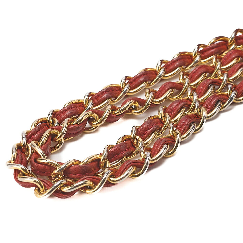 CHANEL Matelasse Coco Mark with Fringe Chain Shoulder Lambskin Red Gold-Tone Hardware, Pre-Owned