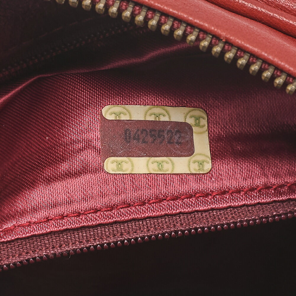 CHANEL Matelasse Coco Mark with Fringe Chain Shoulder Lambskin Red Gold-Tone Hardware, Pre-Owned