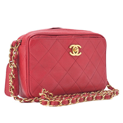 CHANEL Matrasse Coco Mark Logo Charm Chain Shoulder Caviar Skin Red Gold-Tone Hardware, Pre-Owned