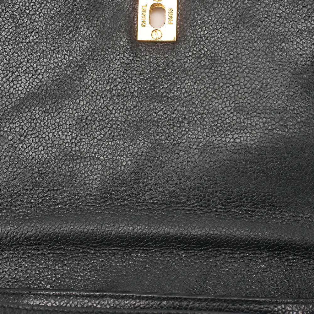 CHANEL Triple Coco Mark Chain Backpack Caviar Skin Black Gold -Tone Hardware, Pre-Owned