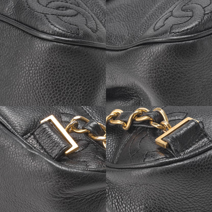 CHANEL Triple Coco Mark Chain Backpack Caviar Skin Black Gold -Tone Hardware, Pre-Owned