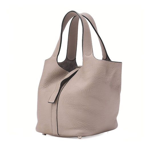 HERMES Picotan PM Handbag Tryon Cl?mence Trutile Gray Silver-Tone Hardware, Pre-Owned