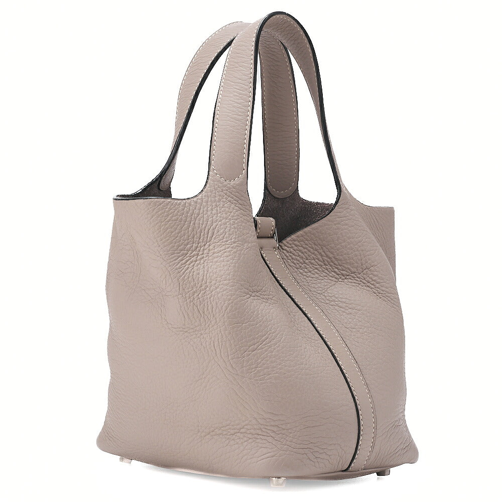 HERMES Picotan PM Handbag Tryon Cl?mence Trutile Gray Silver-Tone Hardware, Pre-Owned