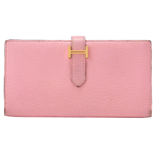 HERMES B?ance Souffre Bi-Fold Long Wallet Chevre Rose Confetti Gold-Tone Hardware, Pre-Owned