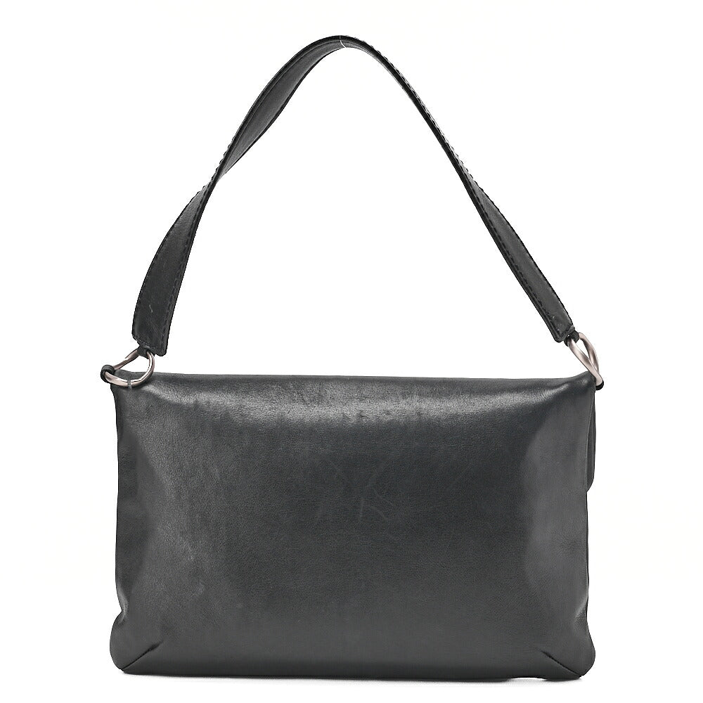 CHANEL Lambskin Chocolate Bar 2.55 Lock Round One Shoulder Black Silver-Tone Hardware, Pre-Owned