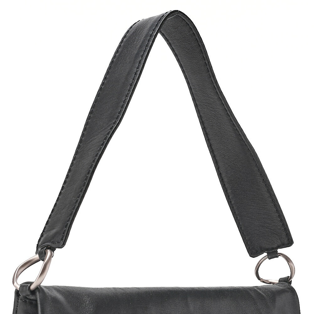 CHANEL Lambskin Chocolate Bar 2.55 Lock Round One Shoulder Black Silver-Tone Hardware, Pre-Owned