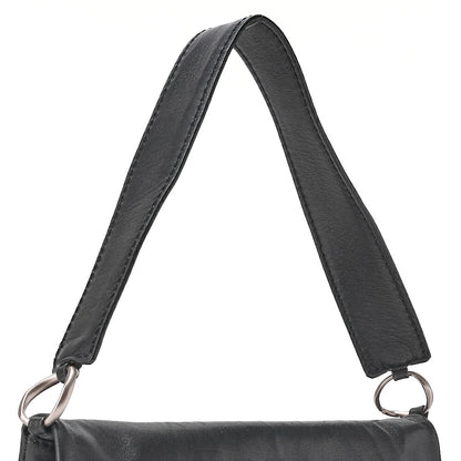 CHANEL Lambskin Chocolate Bar 2.55 Lock Round One Shoulder Black Silver-Tone Hardware, Pre-Owned