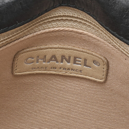 CHANEL Lambskin Chocolate Bar 2.55 Lock Round One Shoulder Black Silver-Tone Hardware, Pre-Owned