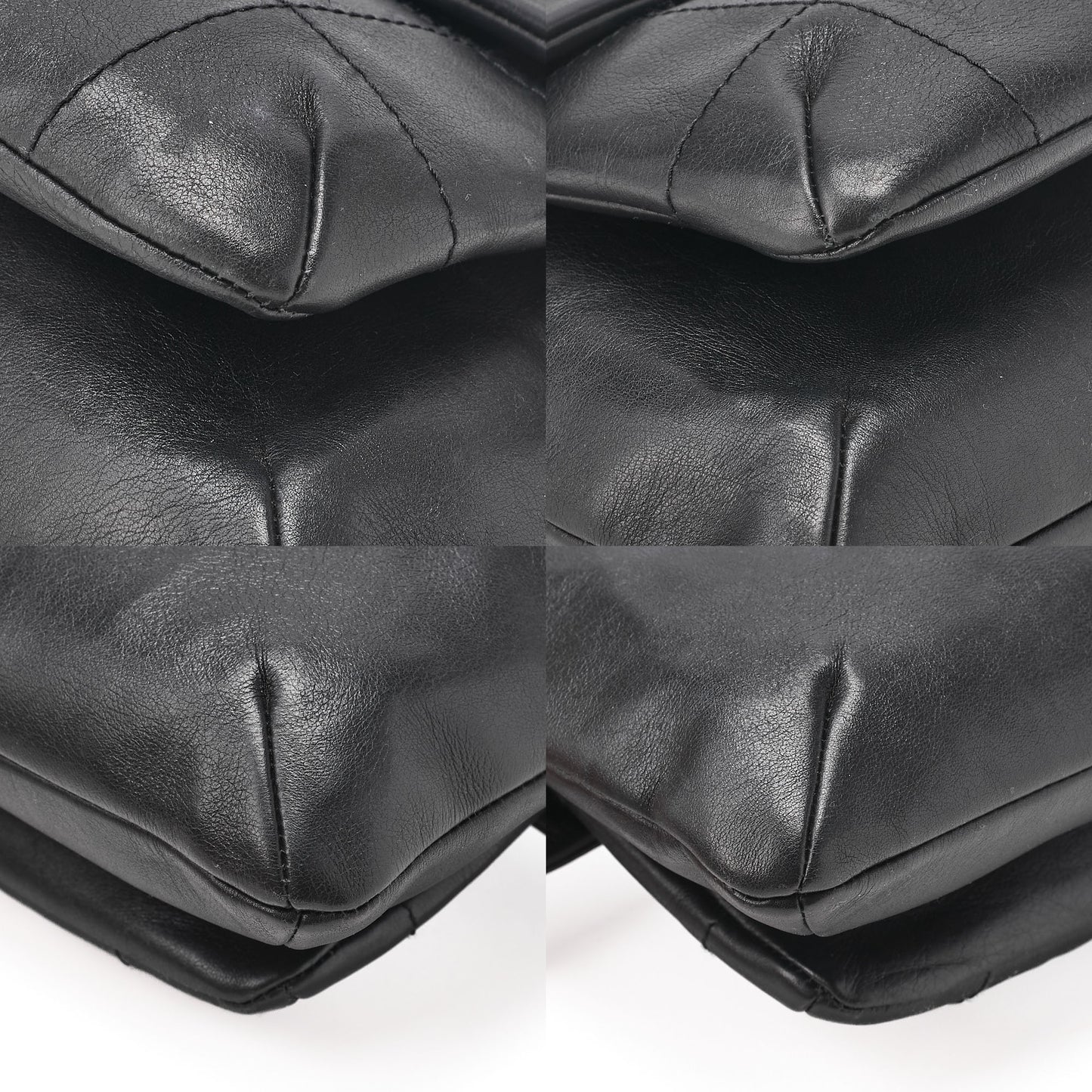 CHANEL Lambskin Chocolate Bar 2.55 Lock Round One Shoulder Black Silver-Tone Hardware, Pre-Owned