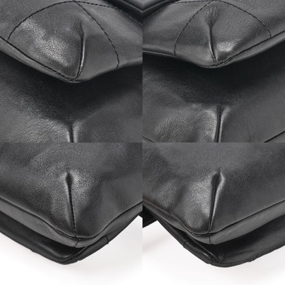 CHANEL Lambskin Chocolate Bar 2.55 Lock Round One Shoulder Black Silver-Tone Hardware, Pre-Owned