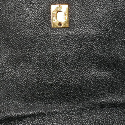 シャネル トリプルココマーク ターンロック チェーン バックパック キャビアスキン 黒 ゴールド金具 中古