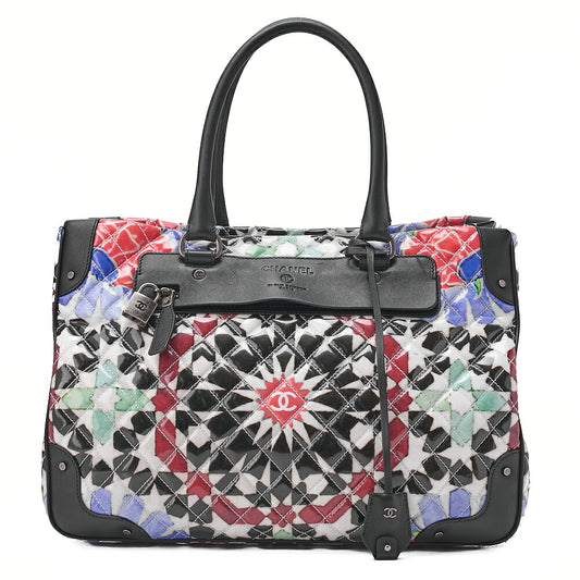 CHANEL Matelasse Coco Mark Handbag Lambskin x Enamel Multicolor Silver-Tone Hardware, Pre-Owned