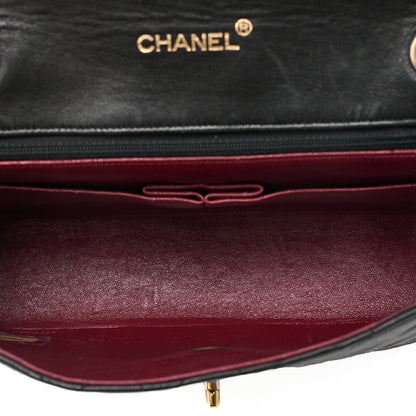 CHANEL Chain Shoulder Bag Matrasse Round Flap Lambskin x Enamel Black Gold-Tone Hardware, Pre-Owned