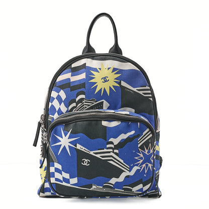 CHANEL Cruise Line with Coco Charm La Pausa Backpack Canvas Multicolor Silver-Tone Hardware, Pre-Owned