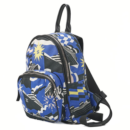 CHANEL Cruise Line with Coco Charm La Pausa Backpack Canvas Multicolor Silver-Tone Hardware, Pre-Owned