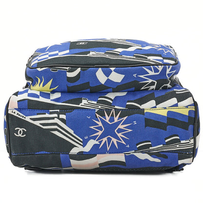 CHANEL Cruise Line with Coco Charm La Pausa Backpack Canvas Multicolor Silver-Tone Hardware, Pre-Owned