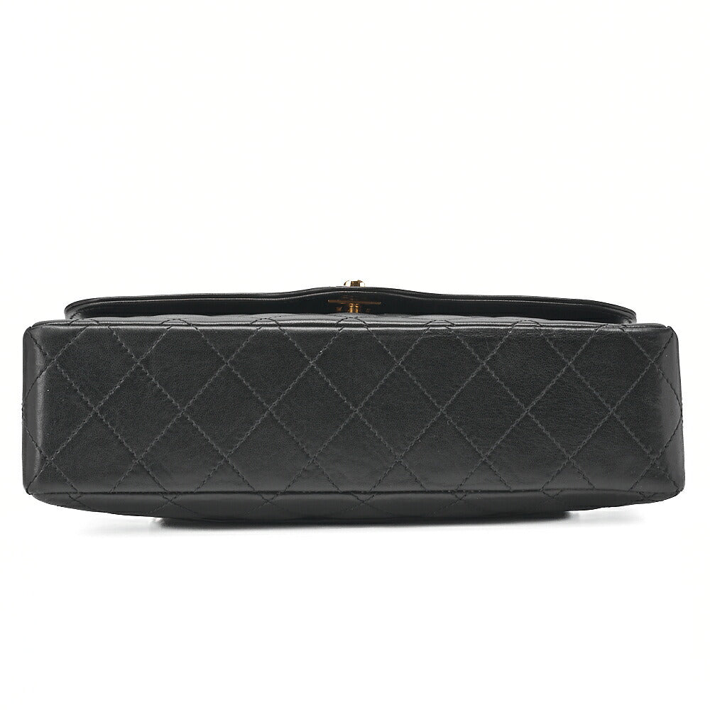 CHANEL Lambskin Matelasse 25cm Paris Limited Double Flap Shoulder Bag Black Gold-Tone Hardware, Pre-Owned